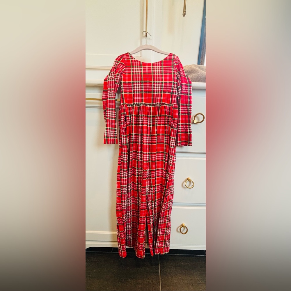 SweetHoney Red Christmas Plaid Leggy Romper